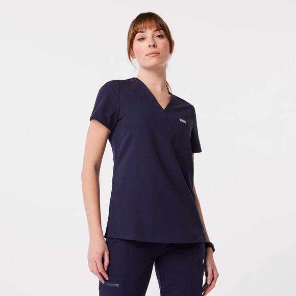 Figs Tops - Figs Navy Blue Catarina One Pocket V-Neck Women's Scrub Top Size XL Petite